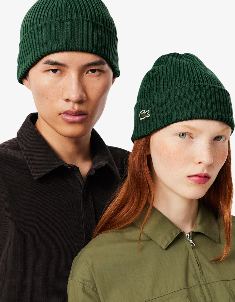Lacoste Mens Ribbed Beanie - Green 132