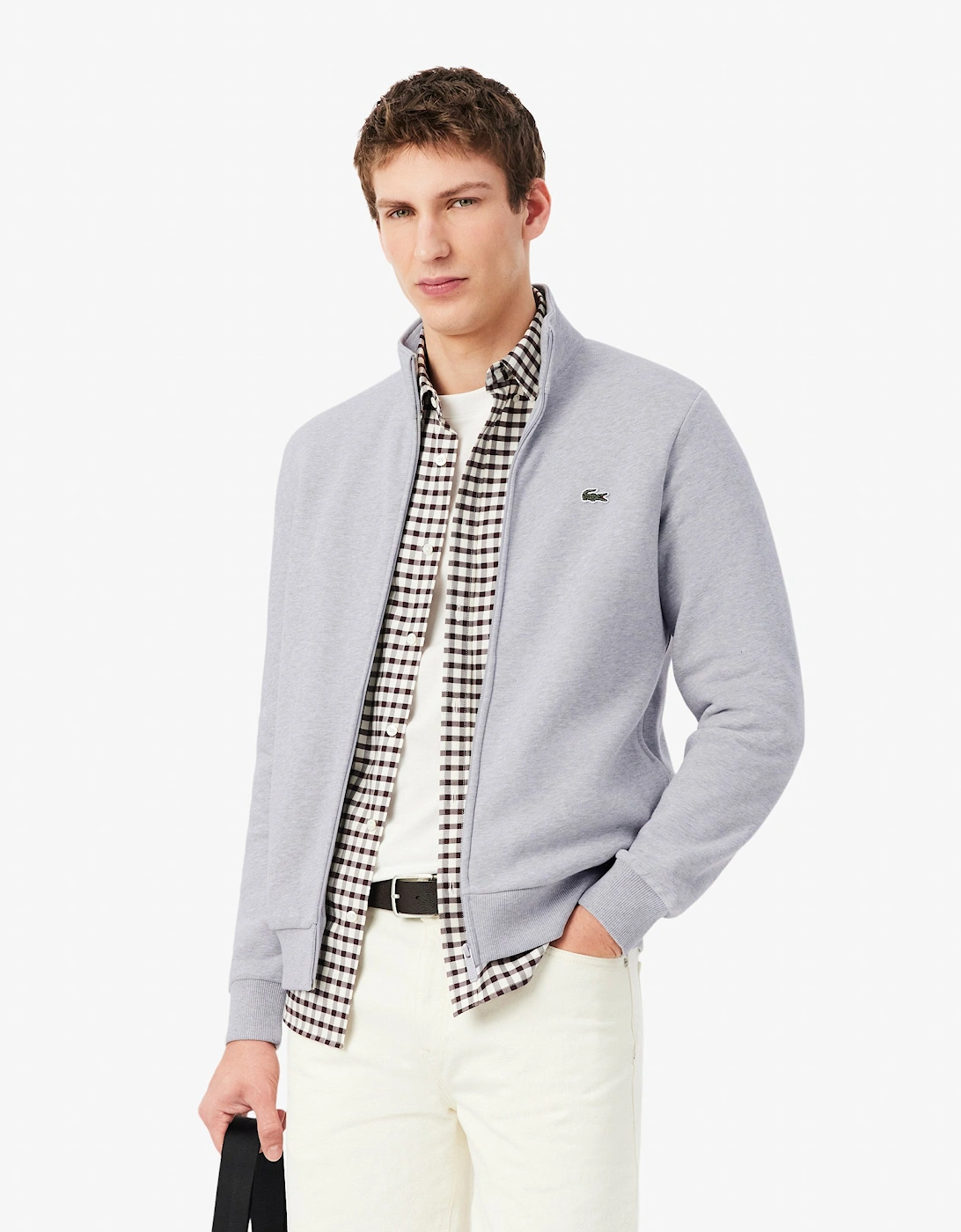 Lacoste Men's Silver Chine Cca Half Zip Fleece Sweatshirt - Size Xl