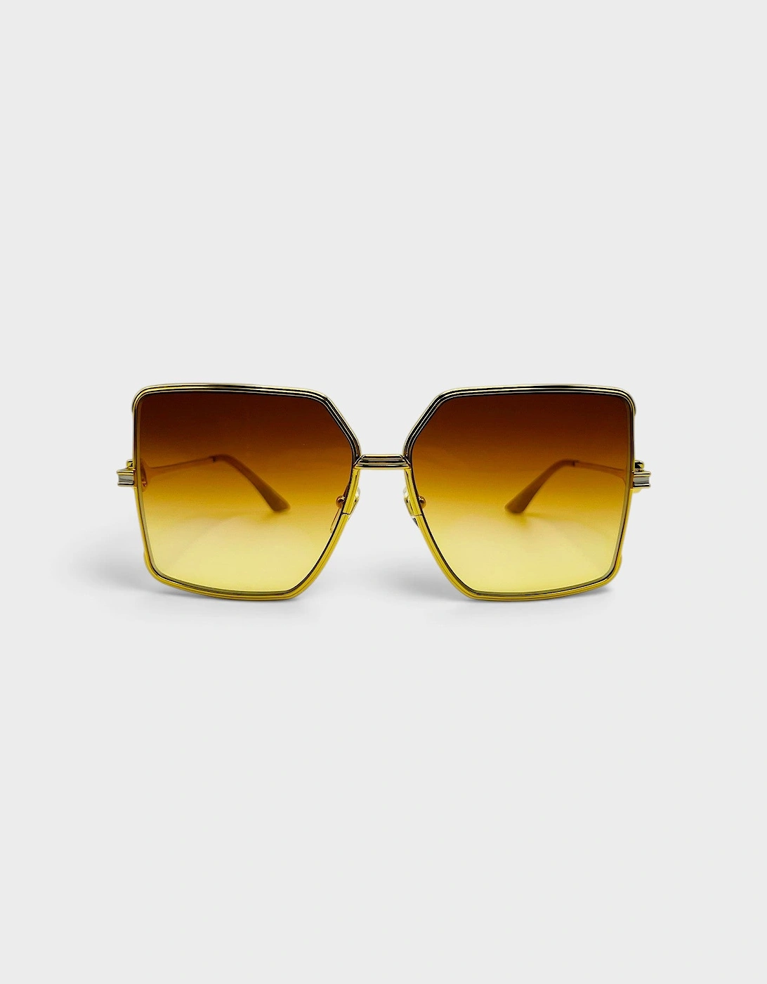 Stainless Steel Square Sunglasses Gold Silver Orange Sunset Gradient