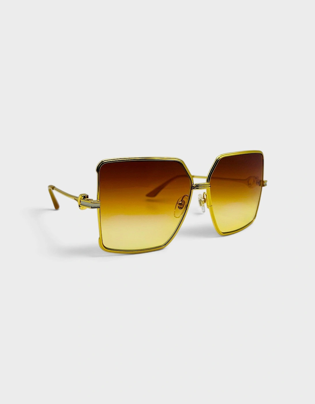 Stainless Steel Square Sunglasses Gold Silver Orange Sunset Gradient