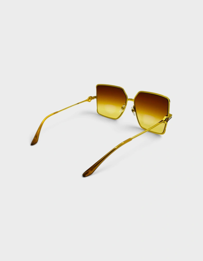 Stainless Steel Square Sunglasses Gold Silver Orange Sunset Gradient