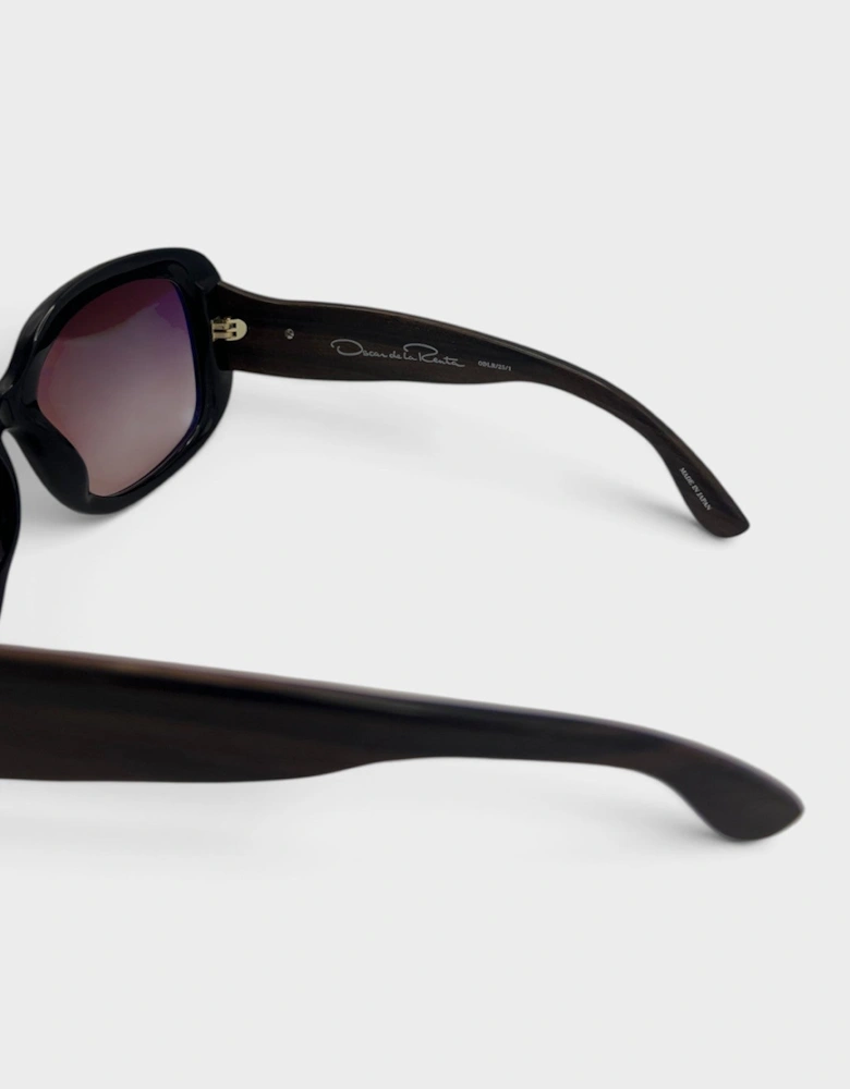 Linda Farrow Oversized Sunglasses Black Burgundy