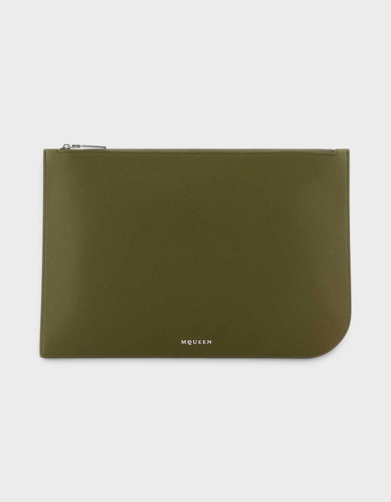 Large Sling Pouch Silver Olive Green