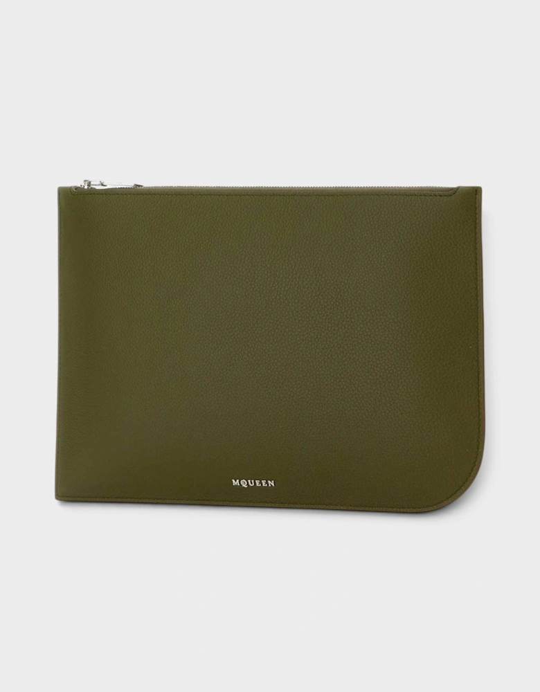 Large Sling Pouch Silver Olive Green