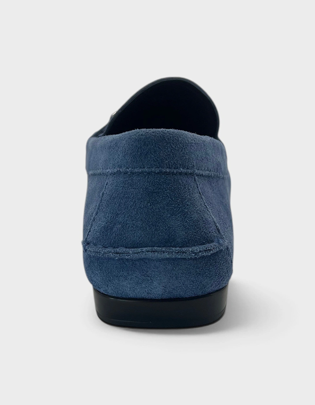 Medusa Greca Driver Suede Loafer Dark Stone Navy