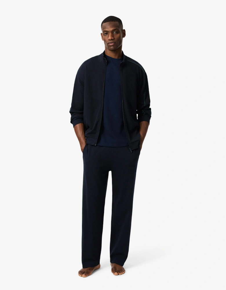 Lacoste Waffled Cotton Mens Loungewear T-Shirt - Navy Blue 166