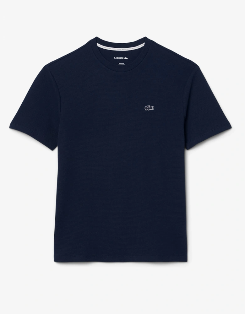Lacoste Waffled Cotton Mens Loungewear T-Shirt - Navy Blue 166