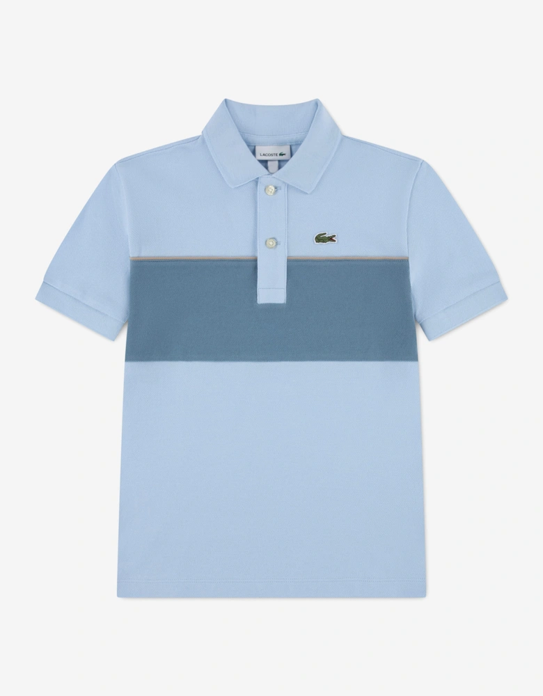 Lacoste Boys Chest Stripe Polo Shirt in Blue