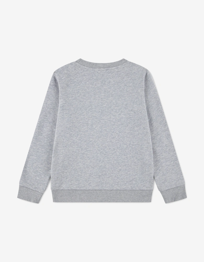 Lacoste Boys Pique Applique Fleece Crew Sweatshirt in Grey