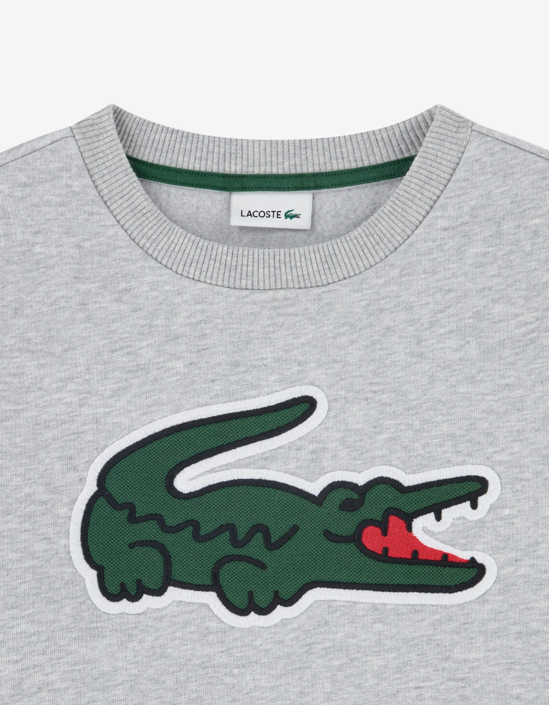 Lacoste Boys Pique Applique Fleece Crew Sweatshirt in Grey