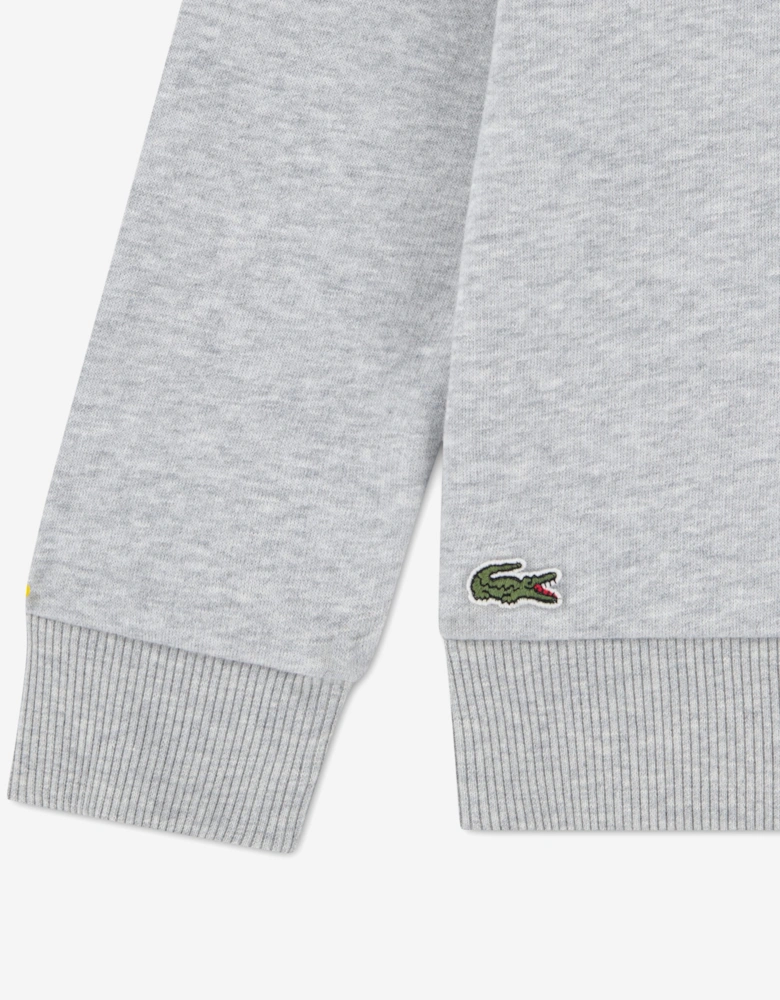 Lacoste Boys Pique Applique Fleece Crew Sweatshirt in Grey