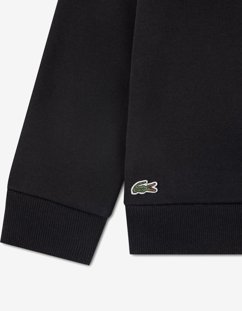Lacoste Boys Pique Applique Fleece Crew Sweatshirt in Black