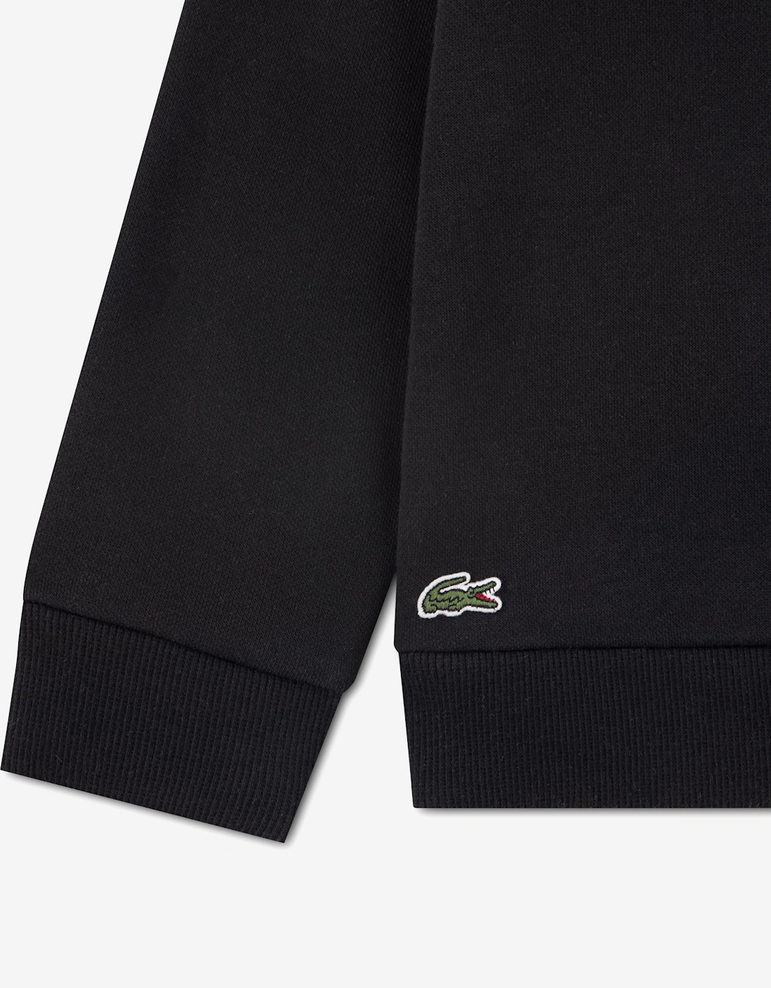 Lacoste Boys Pique Applique Fleece Crew Sweatshirt in Black