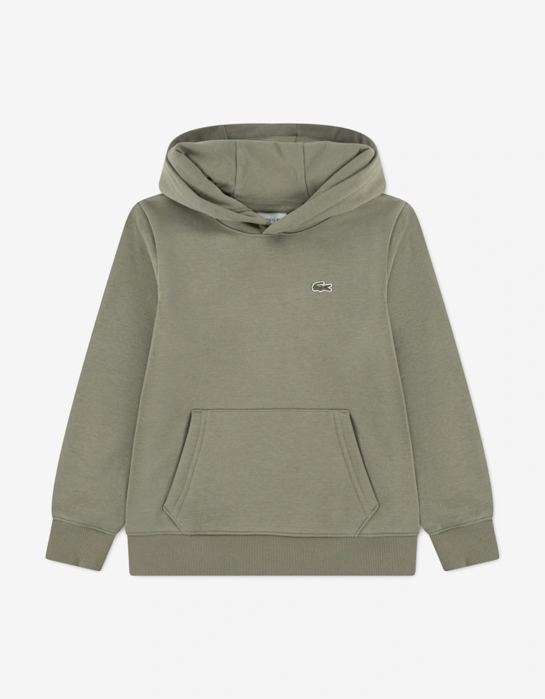 Lacoste Boys Core Fleece Pullover Hoodie in Green