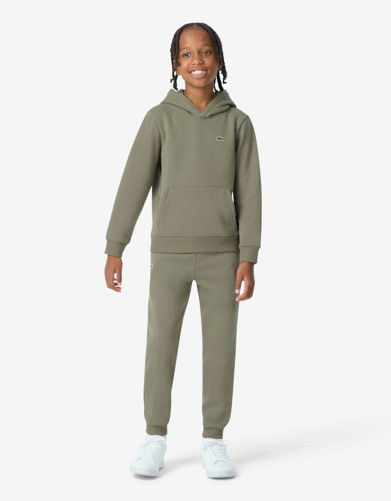 Lacoste Boys Core Fleece Pullover Hoodie in Green