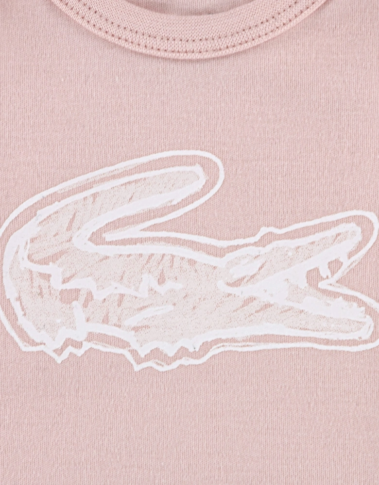 Lacoste Baby Girls 3 Piece Graphic Bodysuit Gift Set in Pink