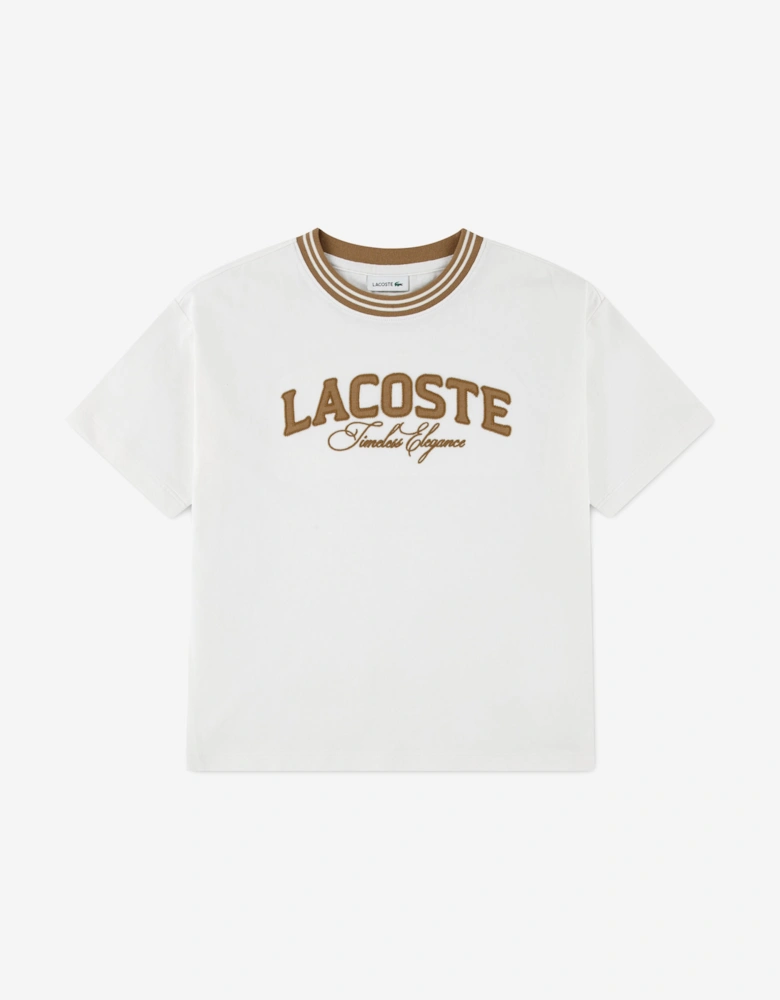 Lacoste Boys Embroidered Logo T-Shirt in Ivory
