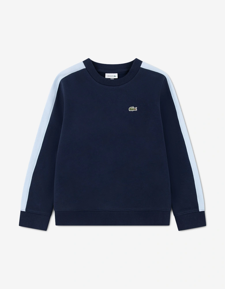 Lacoste Boys Colourblock Crew Sweatshirt in Navy