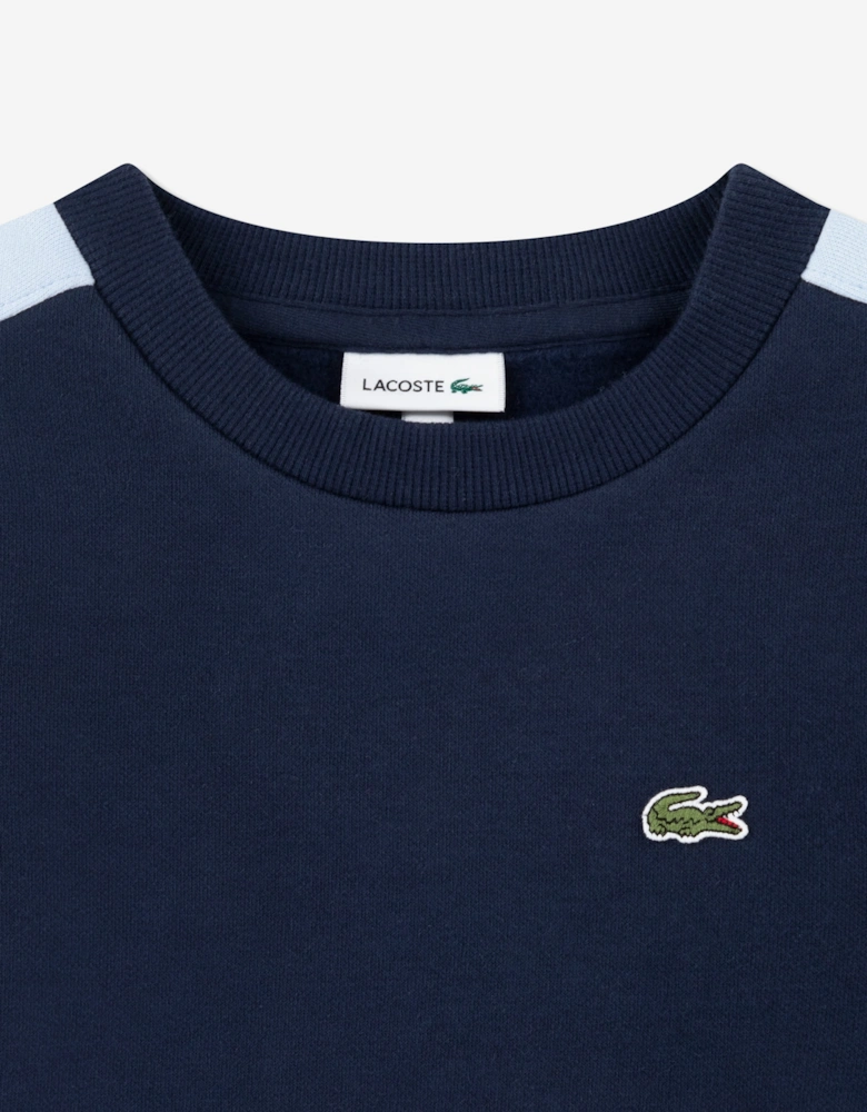 Lacoste Boys Colourblock Crew Sweatshirt in Navy