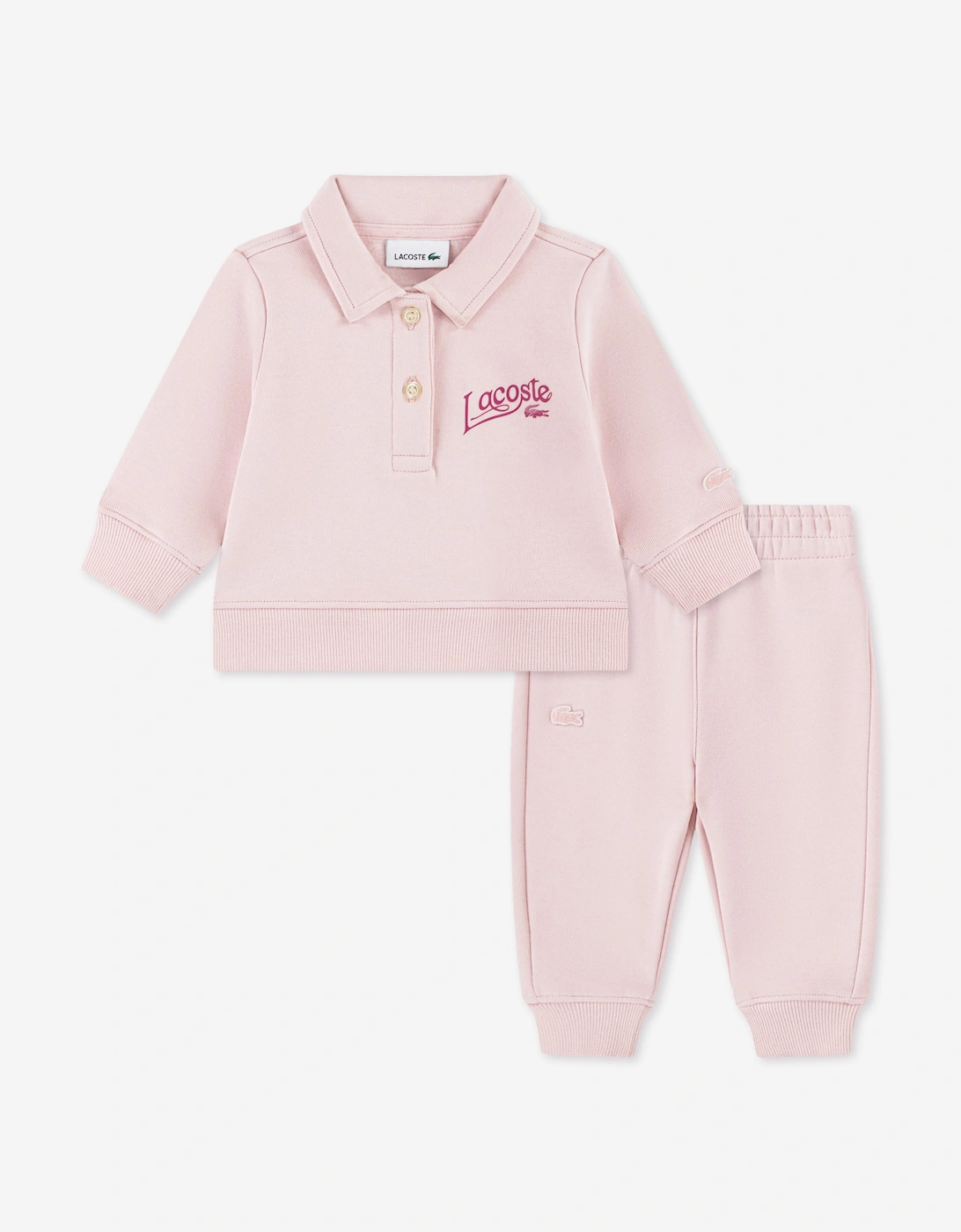 Lacoste Baby Girls Polo Fleece Tracksuit in Pink