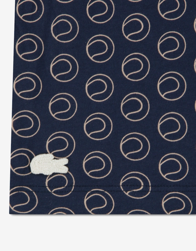 Lacoste Girls Oversized AOP T-Shirt in Navy