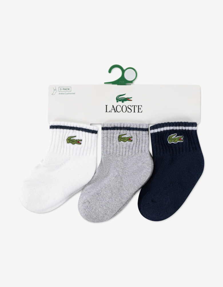 Lacoste Baby 3 Pack Croc Ankle Socks Set in Navy