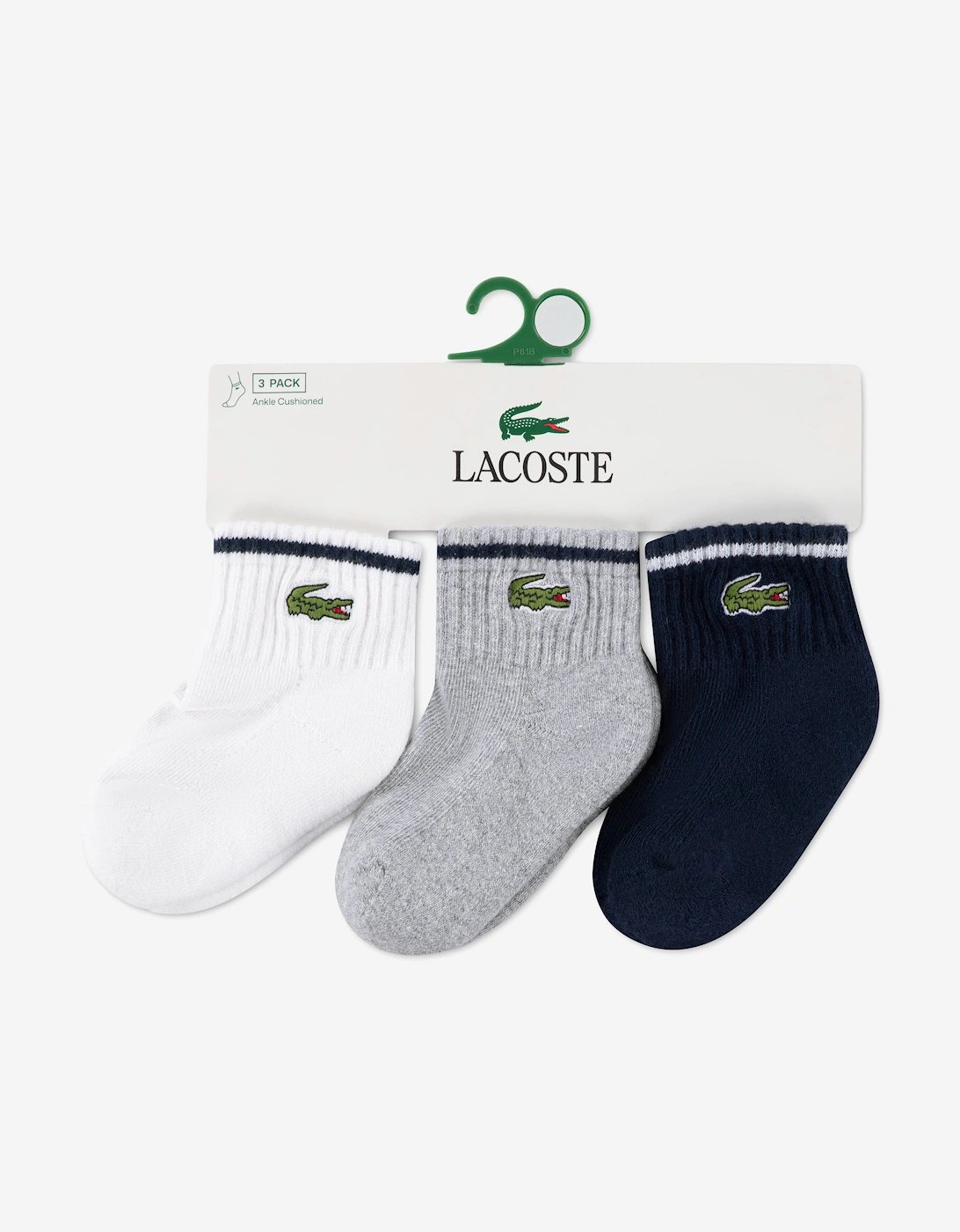 Lacoste Baby 3 Pack Croc Ankle Socks Set in Navy