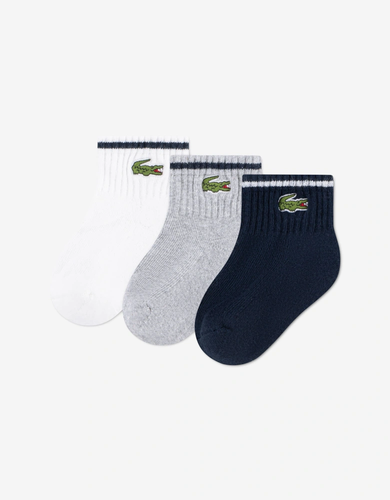 Lacoste Baby 3 Pack Croc Ankle Socks Set in Navy