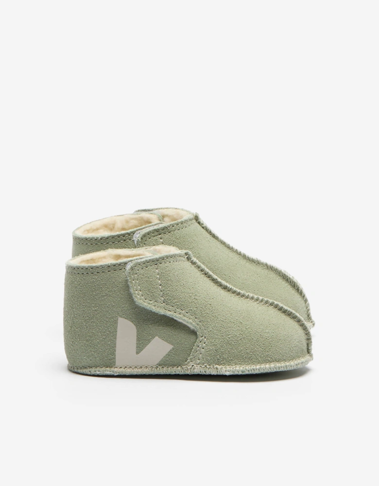 Veja Baby Suede Orso Booties in Green