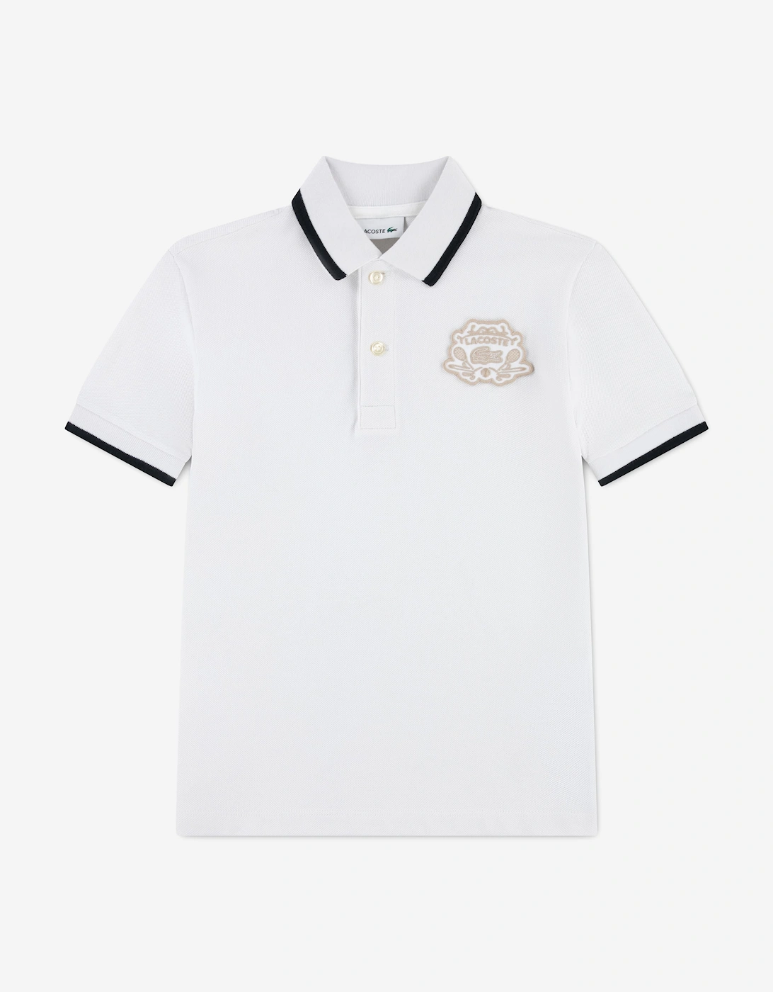 Lacoste Lacoste Boys Embroidered Badge Polo Shirt in Ivory - Cream