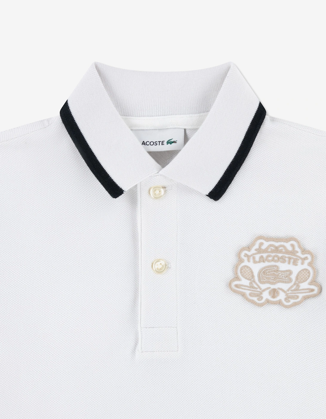 Lacoste Boys Embroidered Badge Polo Shirt in Ivory