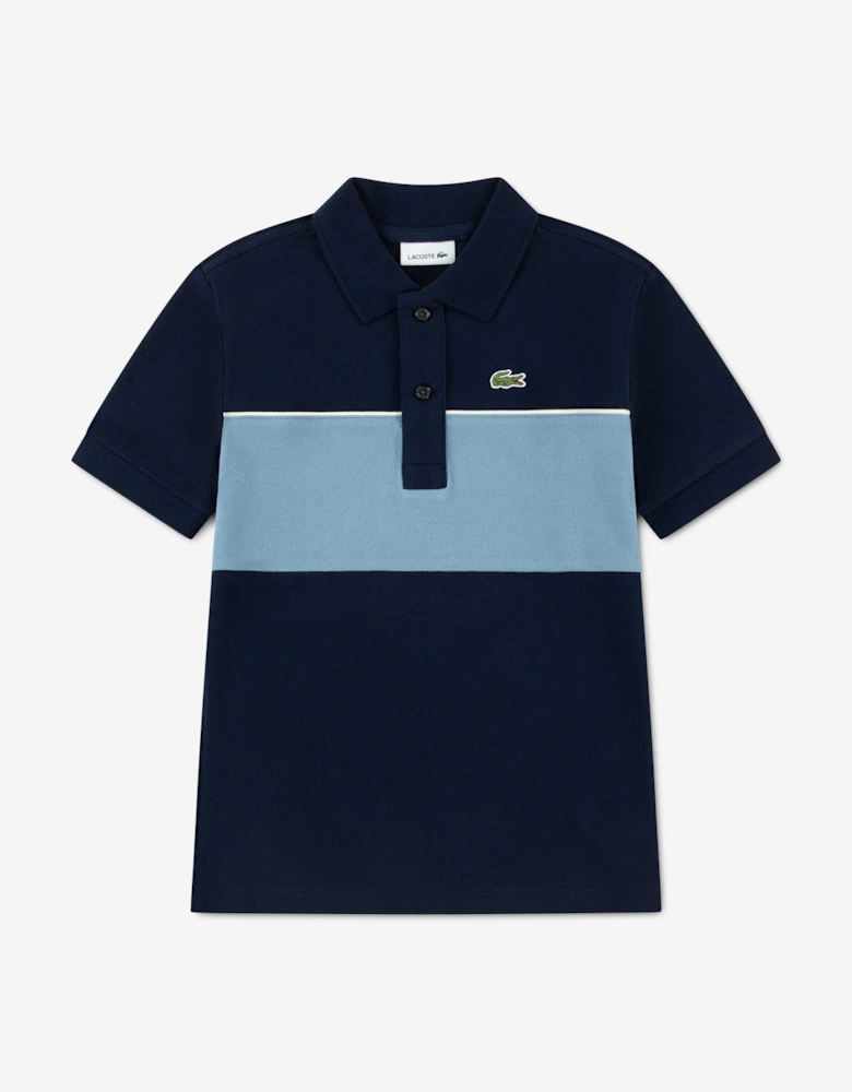 Lacoste Boys Chest Stripe Polo Shirt in Navy
