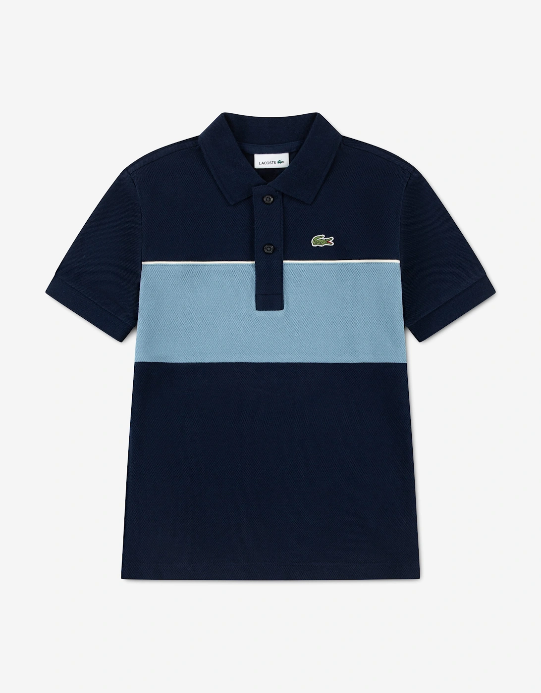 Lacoste Boys Chest Stripe Polo Shirt in Navy