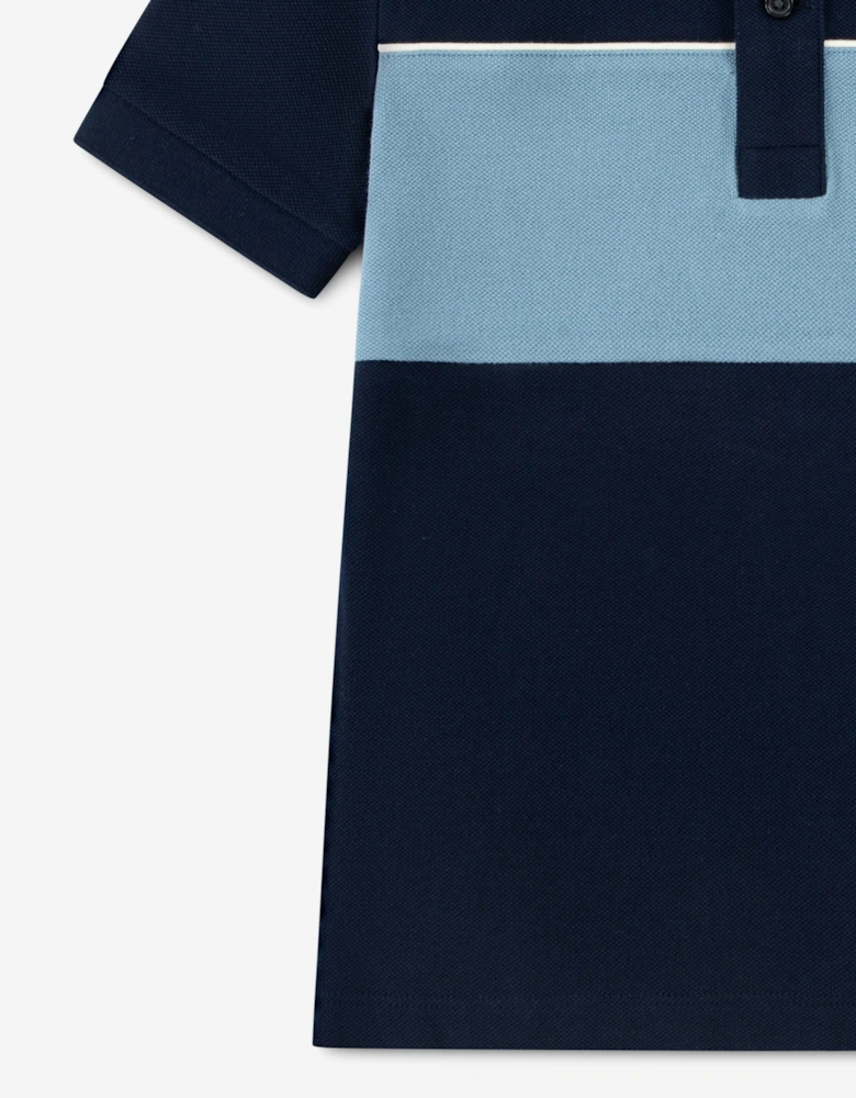 Lacoste Boys Chest Stripe Polo Shirt in Navy