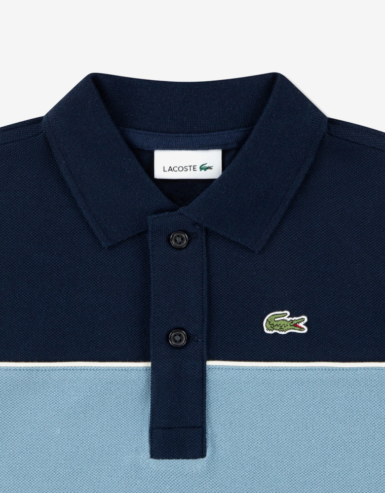Lacoste Boys Chest Stripe Polo Shirt in Navy