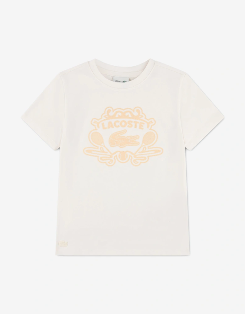 Lacoste Boys Flocked T-Shirt in Ivory