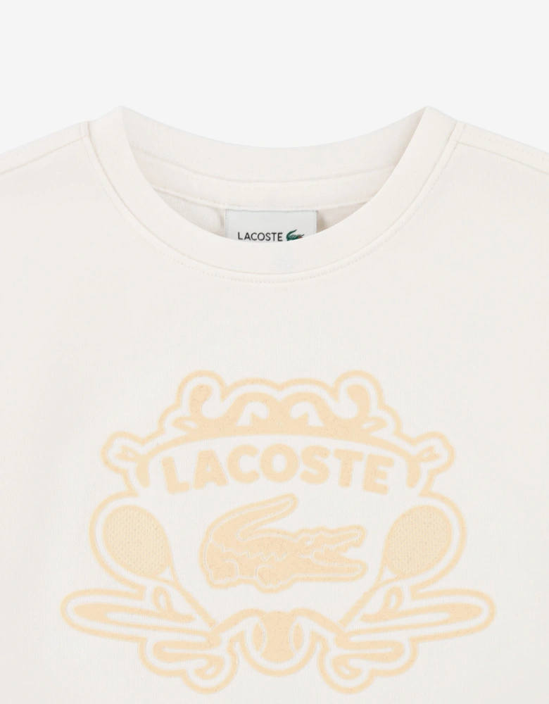Lacoste Boys Flocked T-Shirt in Ivory