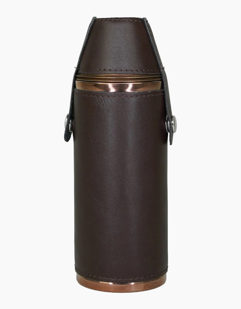 Sophos 8oz Copper Hunters Flask Dark Brown 2 Cups