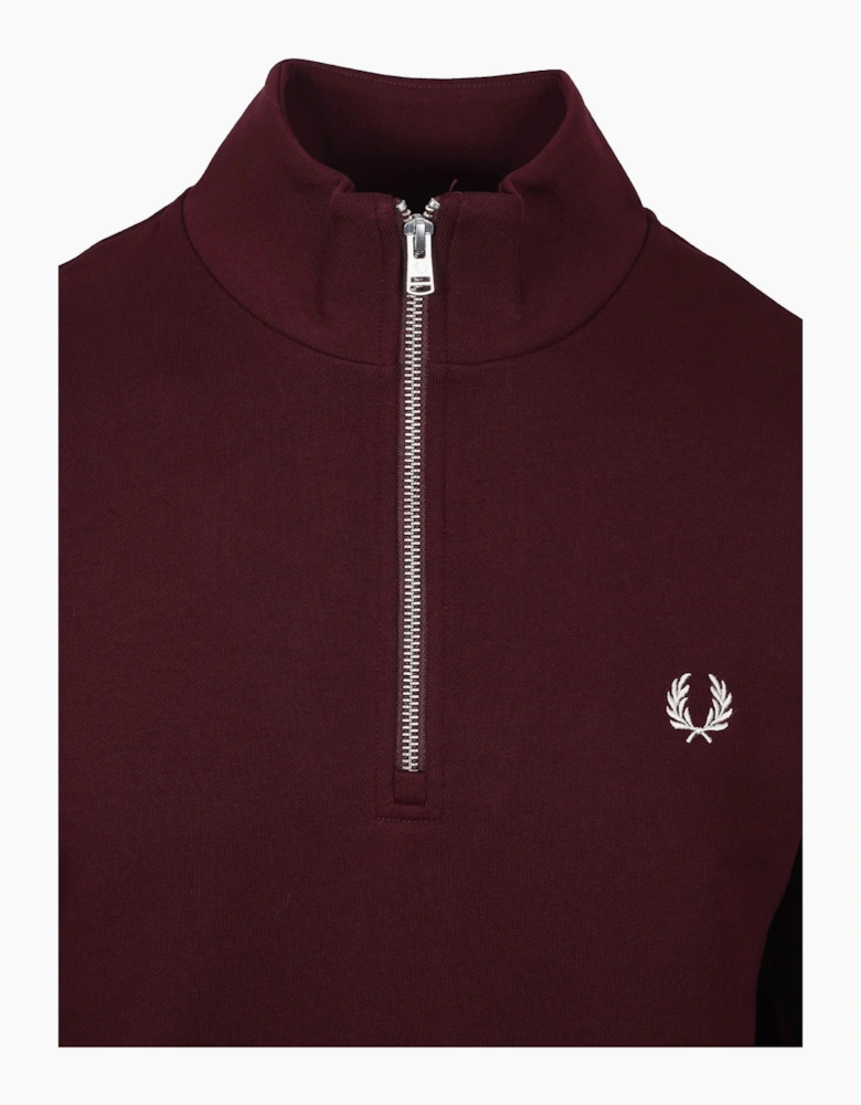 FRED PERRY HALF ZIP SWEATSHIRT OXBLOOD/ECRU