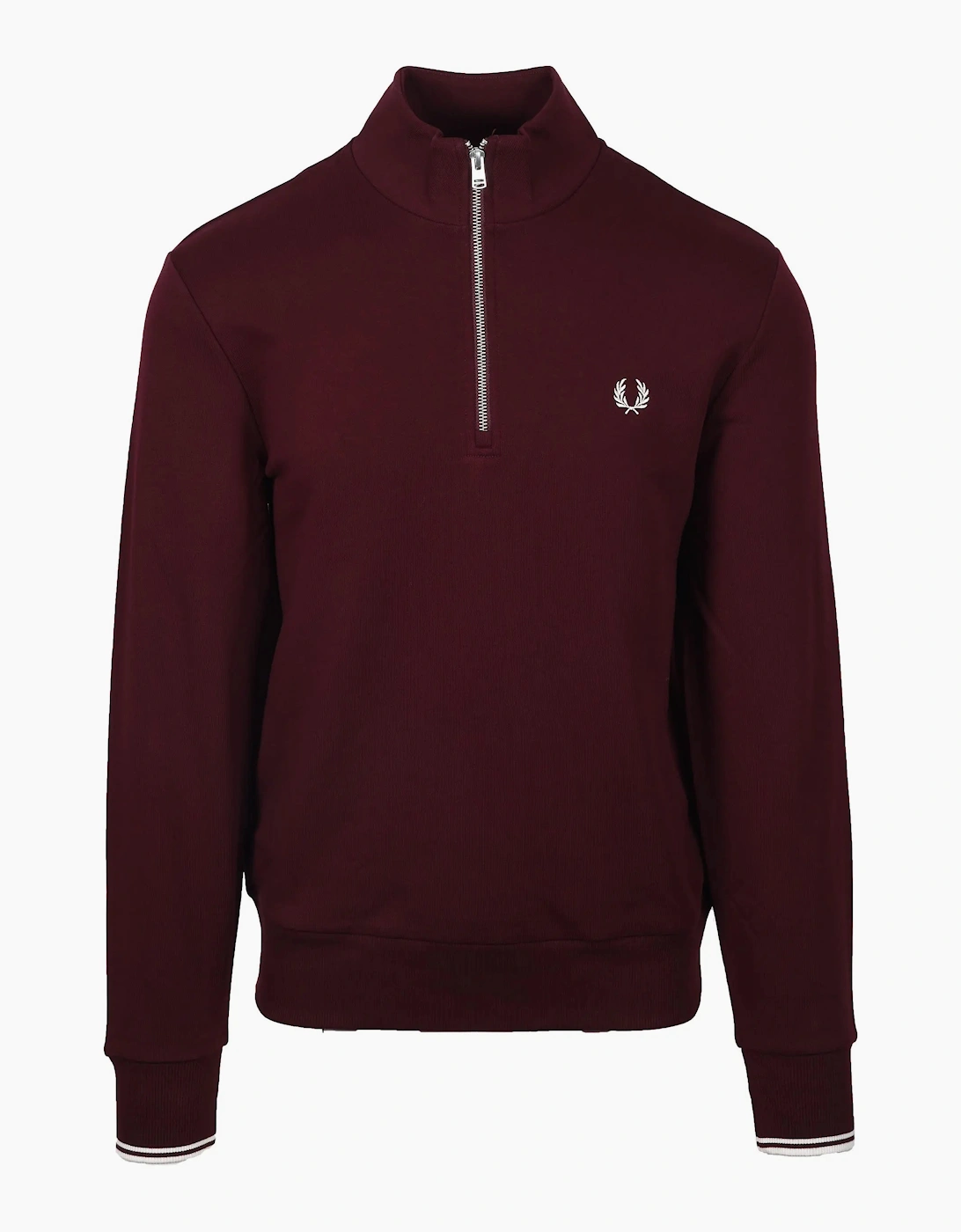 FRED PERRY HALF ZIP SWEATSHIRT OXBLOOD/ECRU
