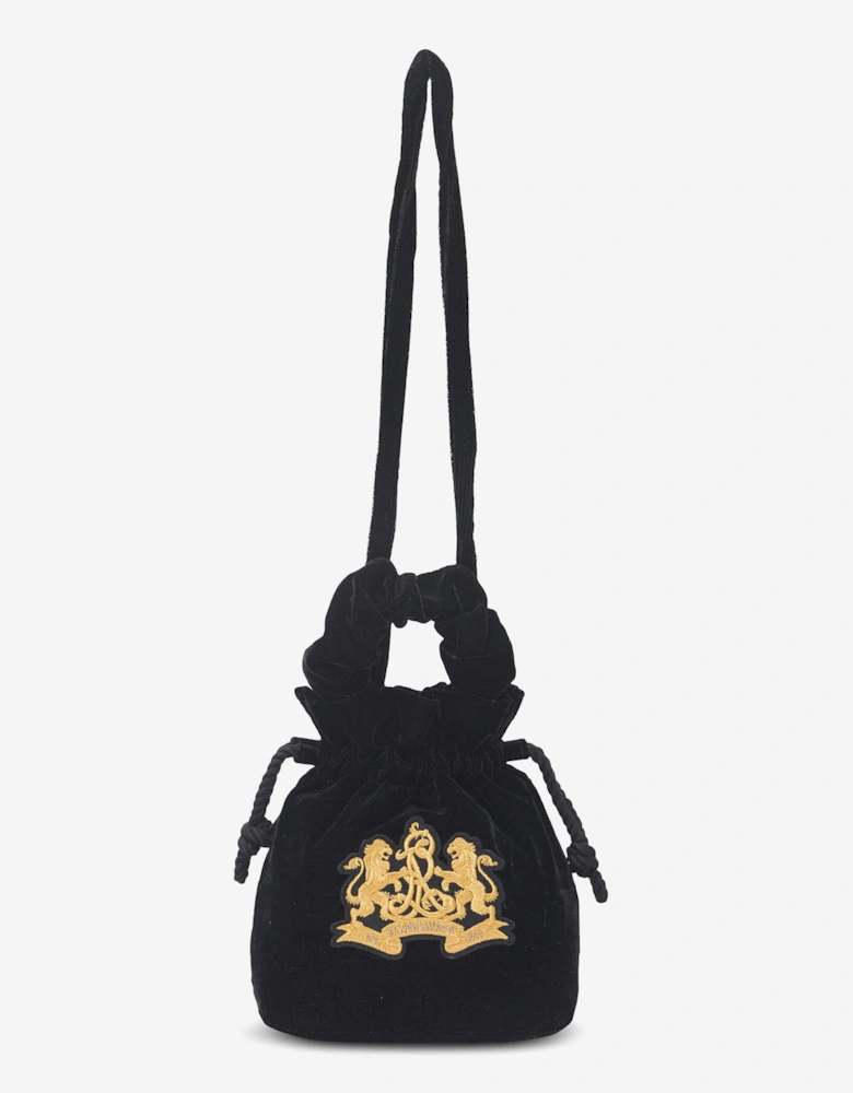 Ralph Lauren Girls Velvet Embroidered Logo Handbag in Black (20cm)
