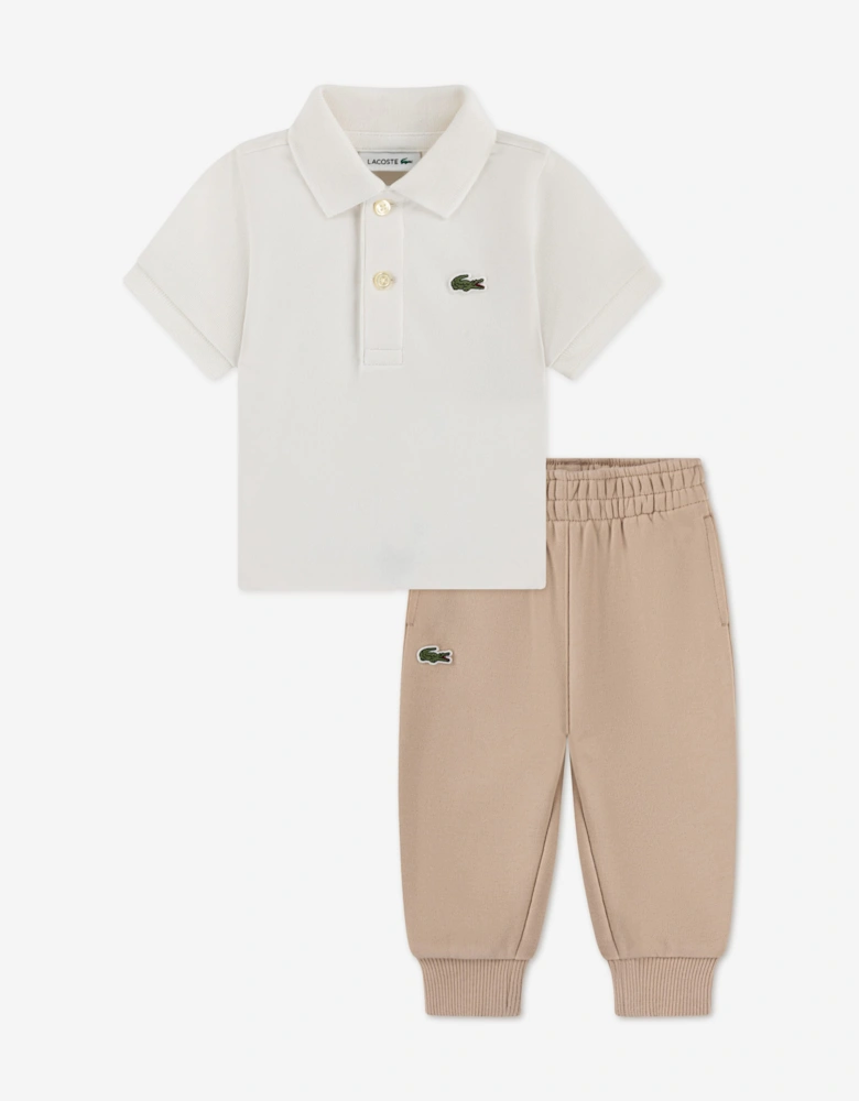 Lacoste Baby Boys 2 Piece Polo Set in Beige