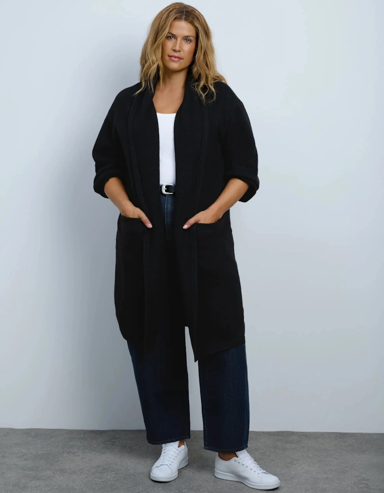 Black Coatigan With Patch Pockets