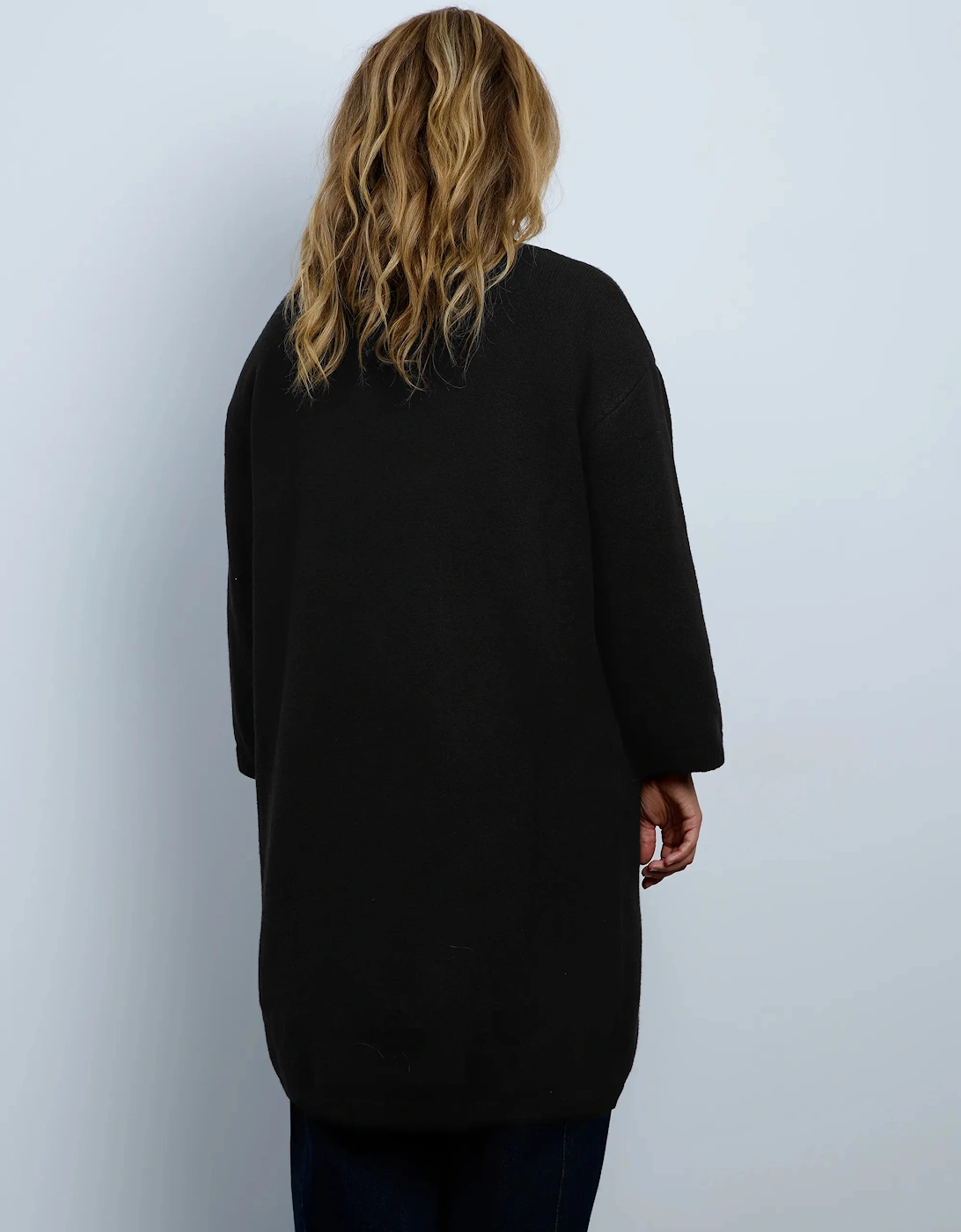 Black Coatigan With Patch Pockets