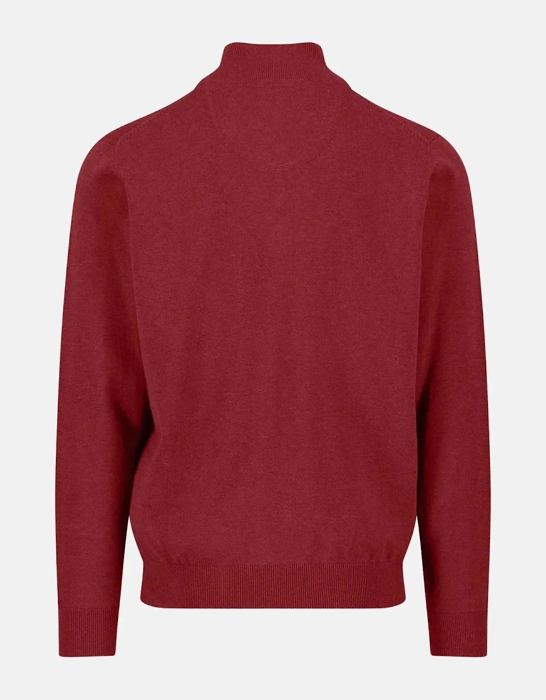 Fine Knit Cotton 1/4 Zip Garnet Red