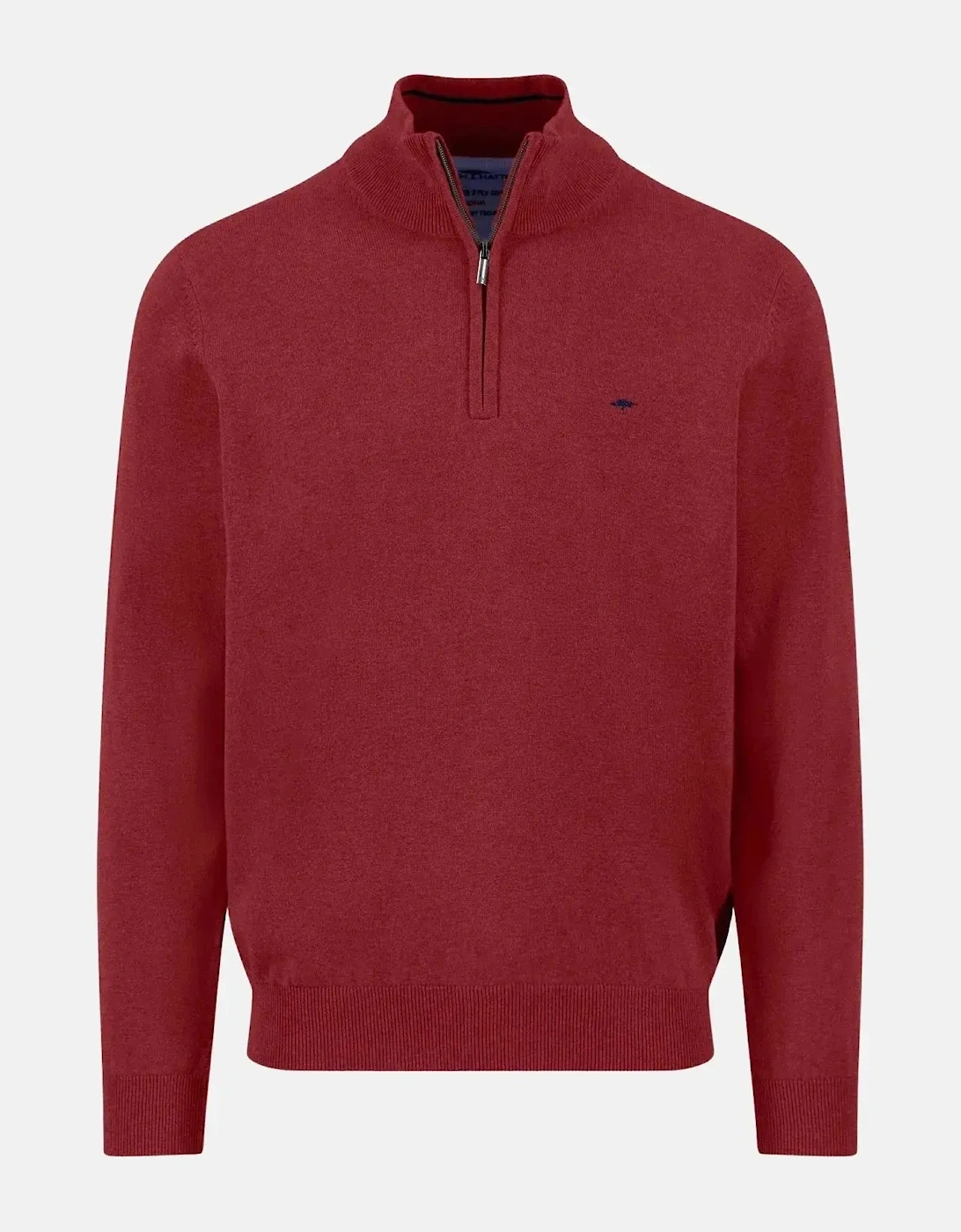 Fine Knit Cotton 1/4 Zip Garnet Red