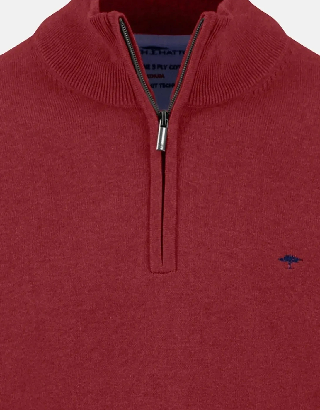 Fine Knit Cotton 1/4 Zip Garnet Red