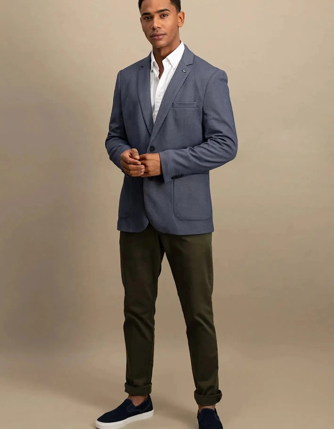 Structured Jersey Blazer Navy Melange