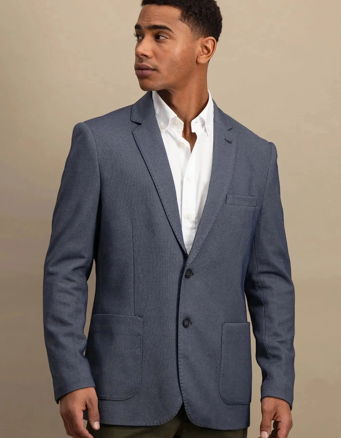 Structured Jersey Blazer Navy Melange