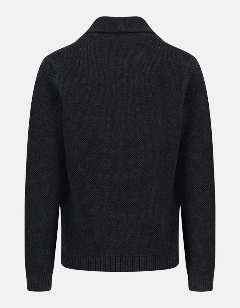 Buttoned Shawl Collar Cardigan Charcoal